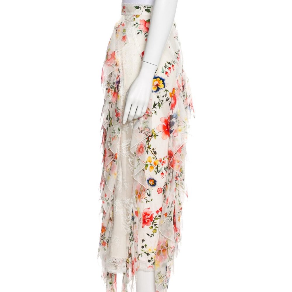 NWT-Alice+Olivia Yulia Floral Lace Godet Ruffle - Picture 2 of 8